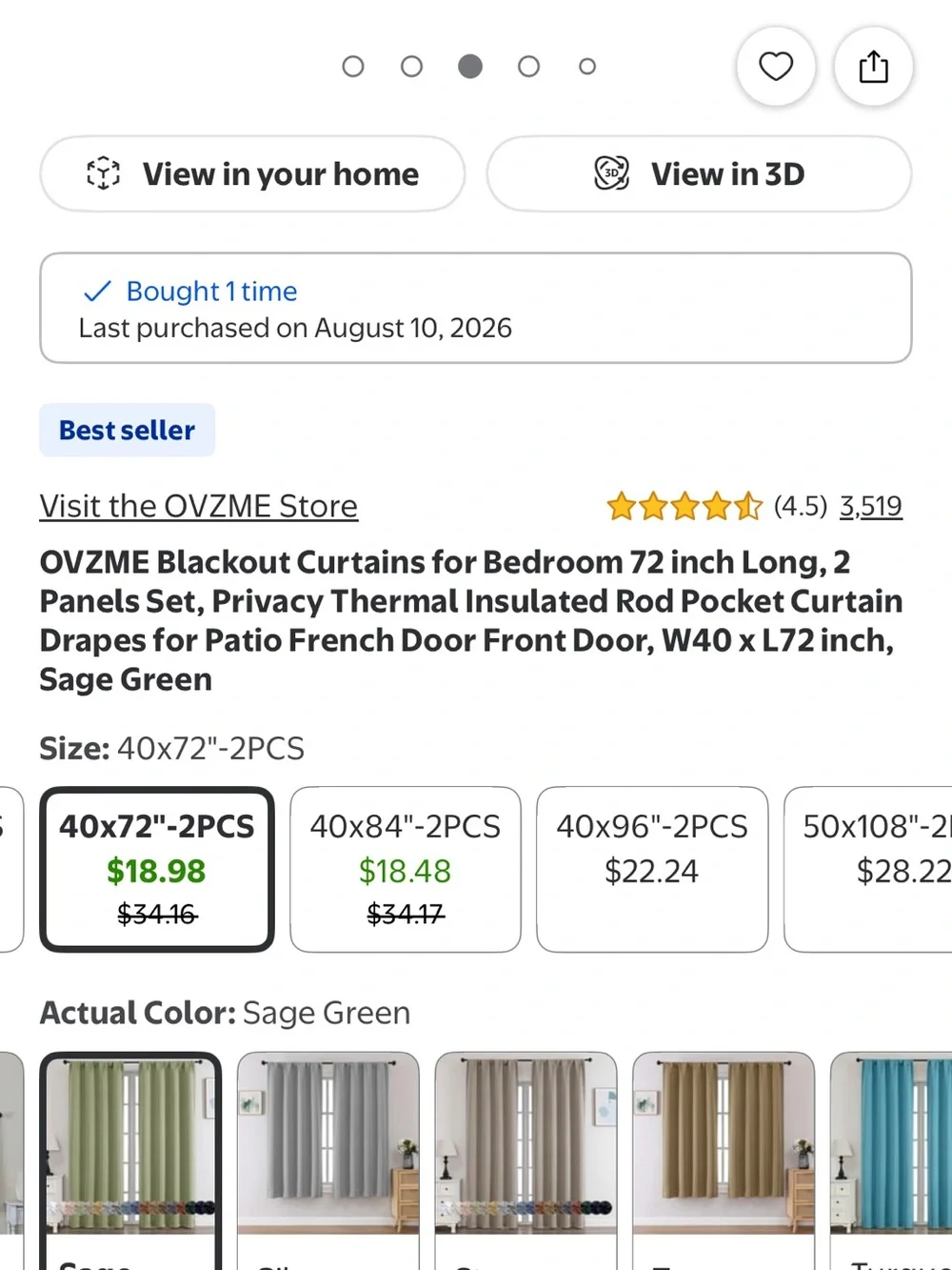 Sage Green Thermal Blackout Curtains - Home Accents 2 Panels